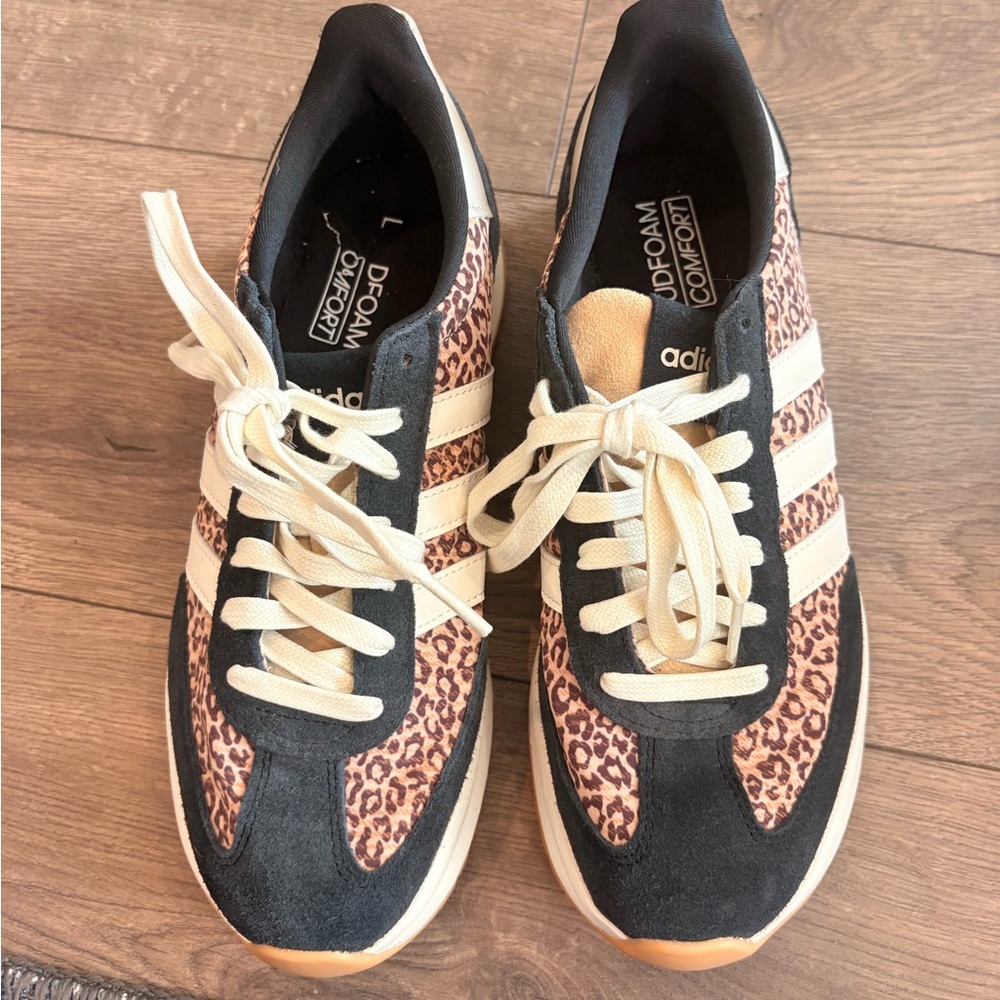 Adidas Women's Black and Leopard Sneakers